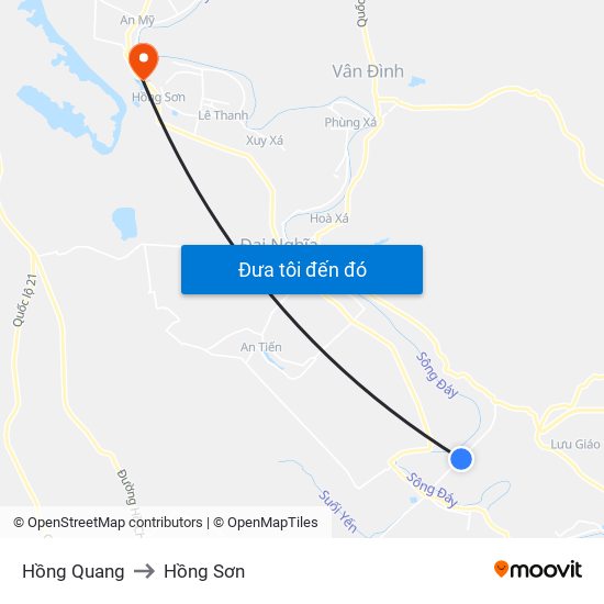 Hồng Quang to Hồng Sơn map