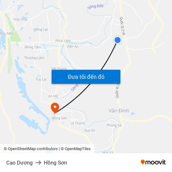 Cao Dương to Hồng Sơn map