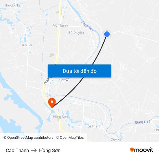 Cao Thành to Hồng Sơn map