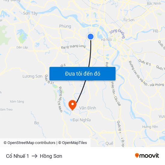 Cổ Nhuế 1 to Hồng Sơn map