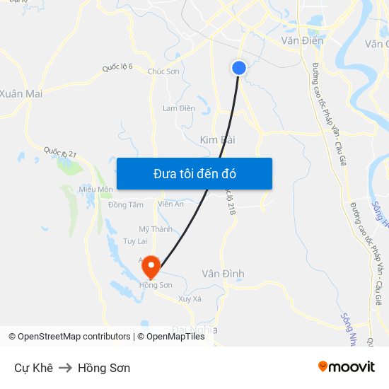 Cự Khê to Hồng Sơn map