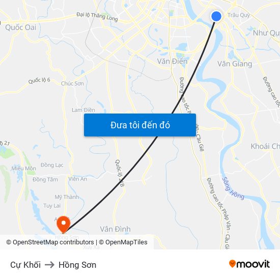 Cự Khối to Hồng Sơn map