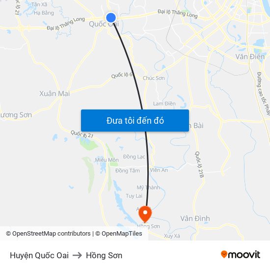 Huyện Quốc Oai to Hồng Sơn map
