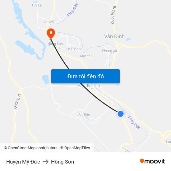 Huyện Mỹ Đức to Hồng Sơn map