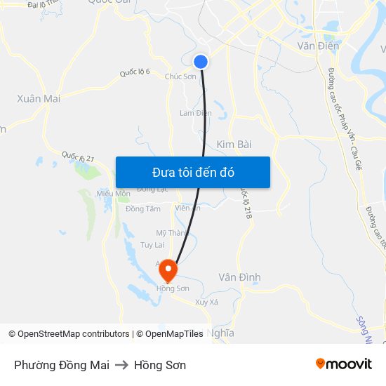 Phường Đồng Mai to Hồng Sơn map