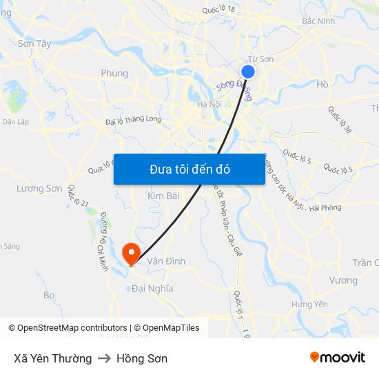 Xã Yên Thường to Hồng Sơn map