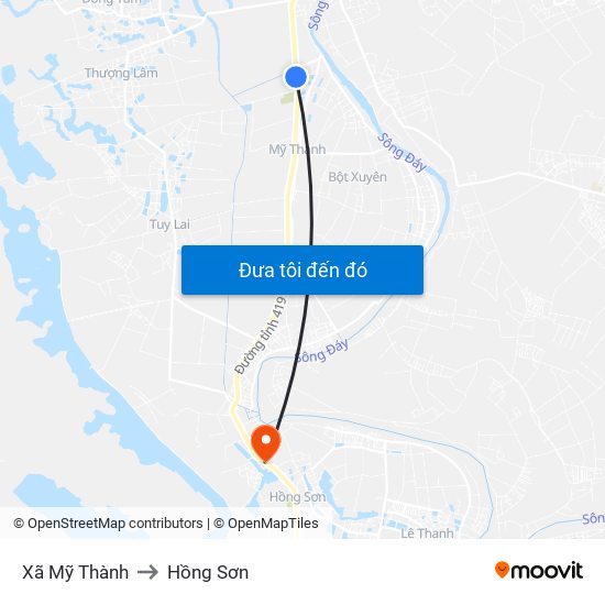 Xã Mỹ Thành to Hồng Sơn map