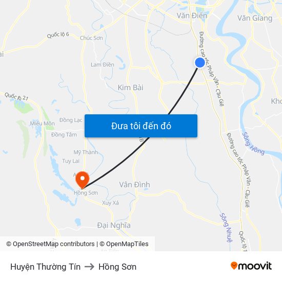 Huyện Thường Tín to Hồng Sơn map