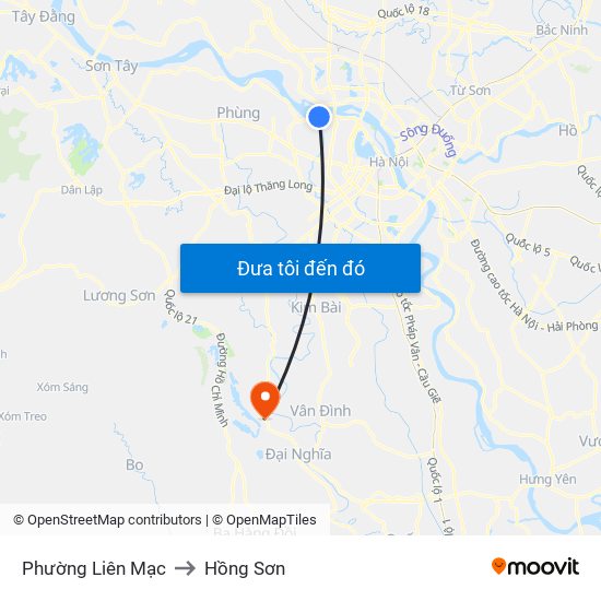 Phường Liên Mạc to Hồng Sơn map