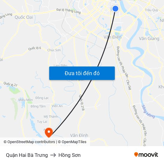 Quận Hai Bà Trưng to Hồng Sơn map