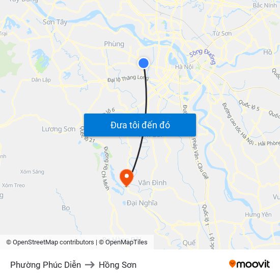 Phường Phúc Diễn to Hồng Sơn map