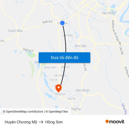 Huyện Chương Mỹ to Hồng Sơn map