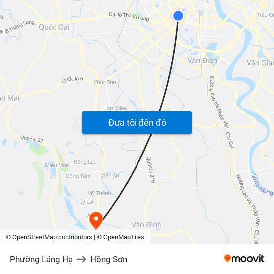 Phường Láng Hạ to Hồng Sơn map