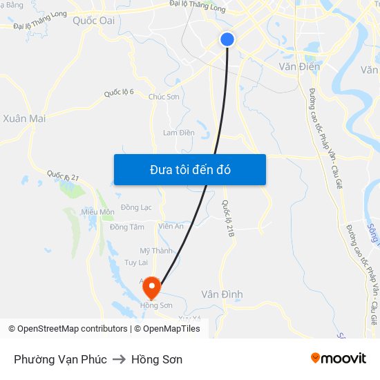Phường Vạn Phúc to Hồng Sơn map