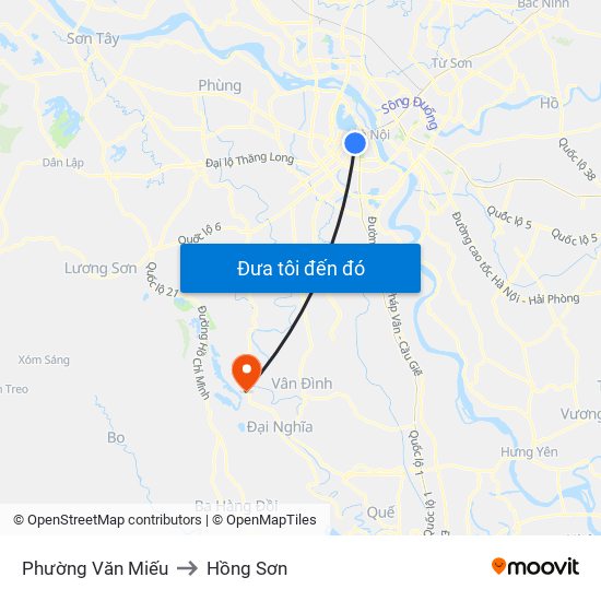 Phường Văn Miếu to Hồng Sơn map