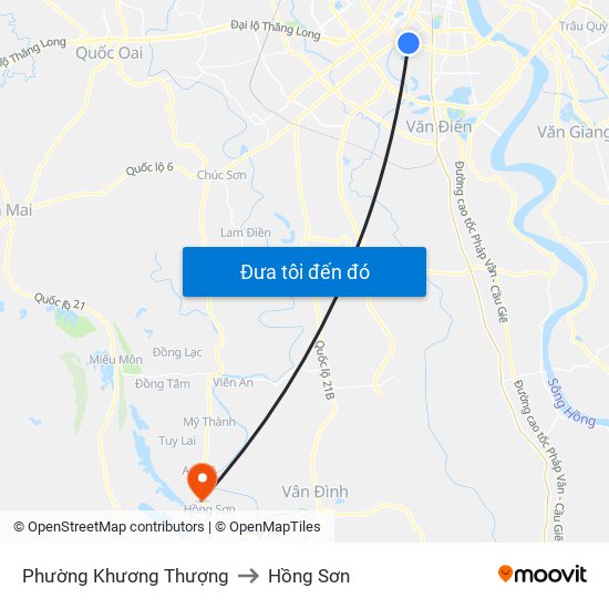 Phường Khương Thượng to Hồng Sơn map