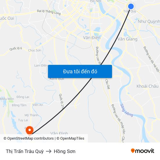 Thị Trấn Trâu Quỳ to Hồng Sơn map