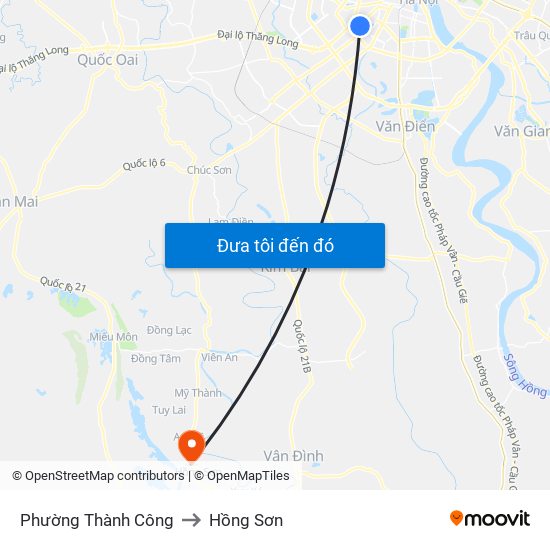Phường Thành Công to Hồng Sơn map