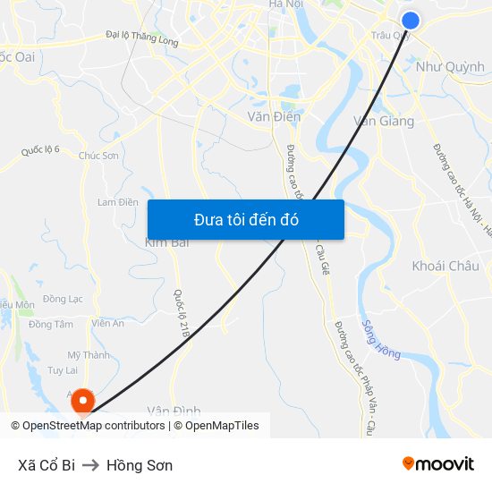 Xã Cổ Bi to Hồng Sơn map
