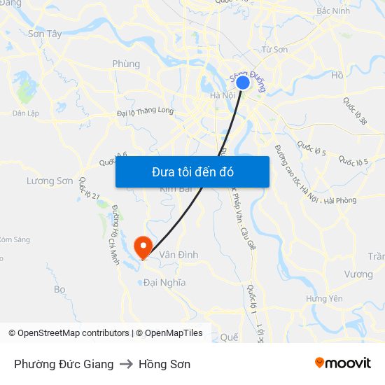 Phường Đức Giang to Hồng Sơn map