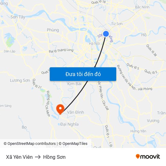 Xã Yên Viên to Hồng Sơn map