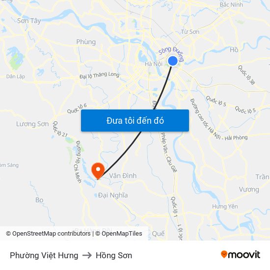 Phường Việt Hưng to Hồng Sơn map