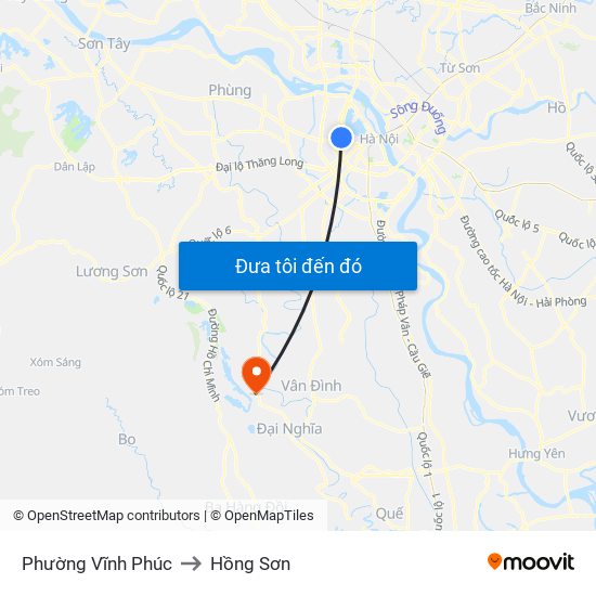 Phường Vĩnh Phúc to Hồng Sơn map