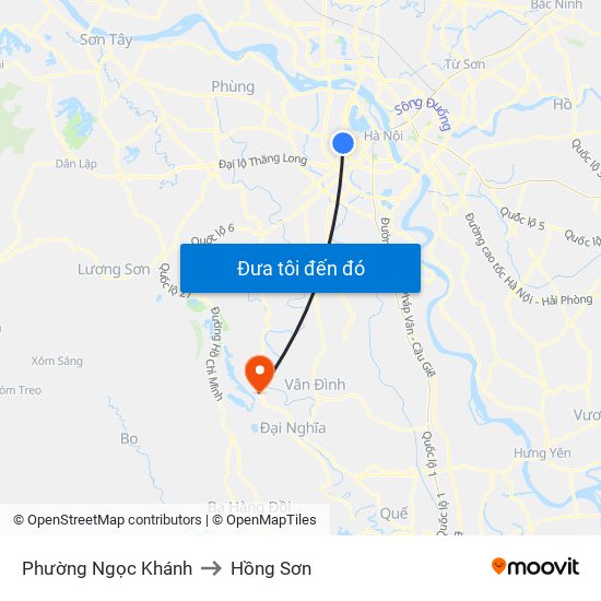 Phường Ngọc Khánh to Hồng Sơn map