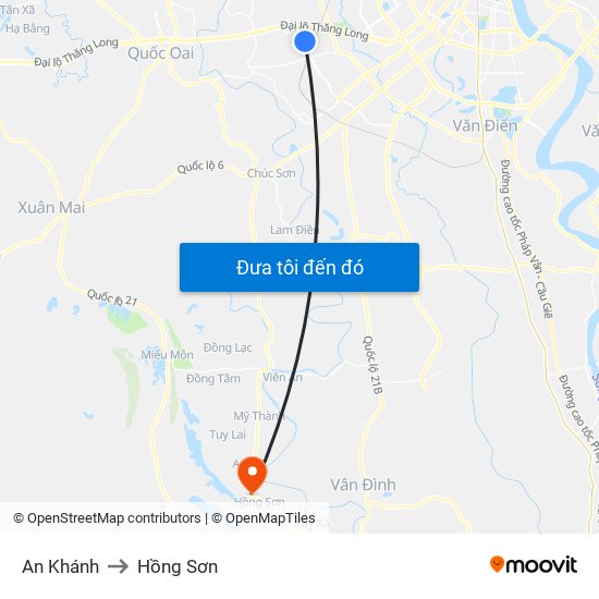 An Khánh to Hồng Sơn map