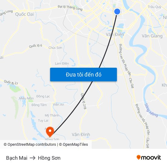 Bạch Mai to Hồng Sơn map