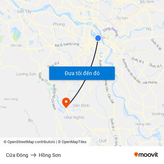 Cửa Đông to Hồng Sơn map