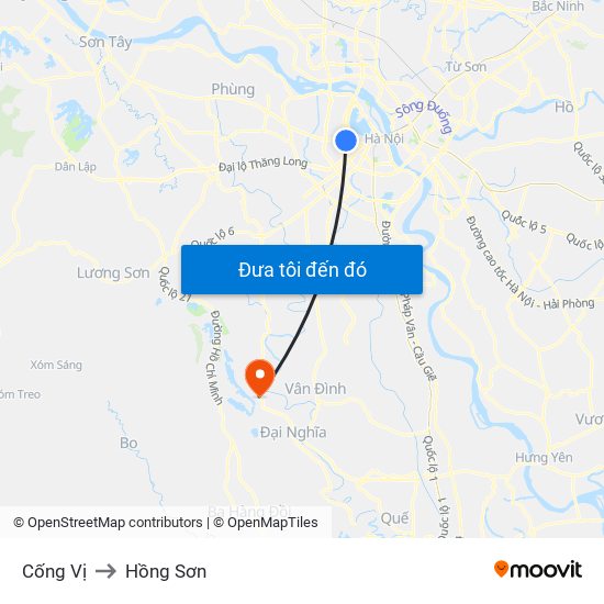 Cống Vị to Hồng Sơn map