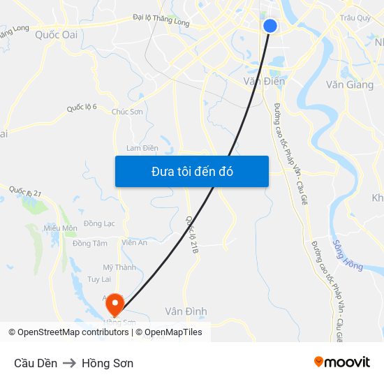 Cầu Dền to Hồng Sơn map