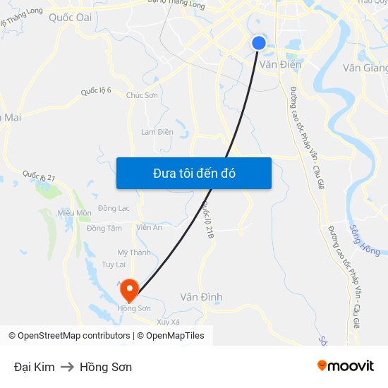 Đại Kim to Hồng Sơn map