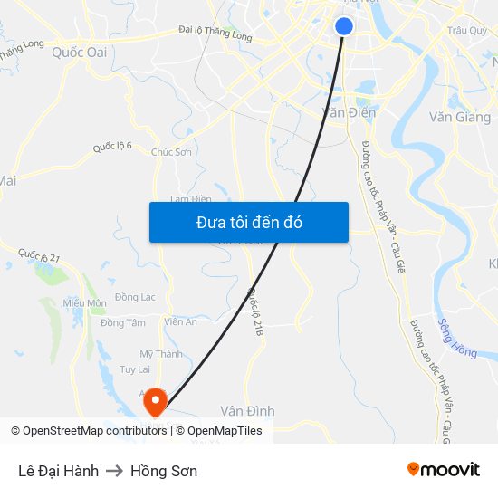 Lê Đại Hành to Hồng Sơn map