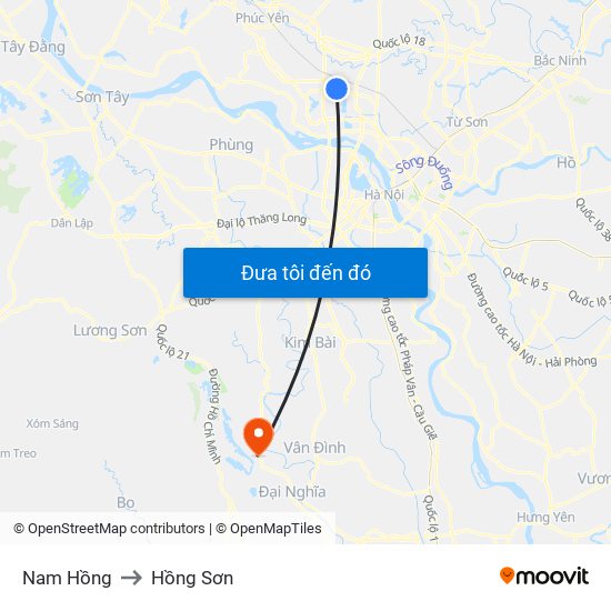 Nam Hồng to Hồng Sơn map