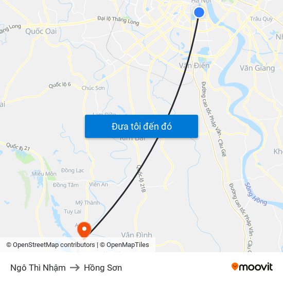 Ngô Thì Nhậm to Hồng Sơn map