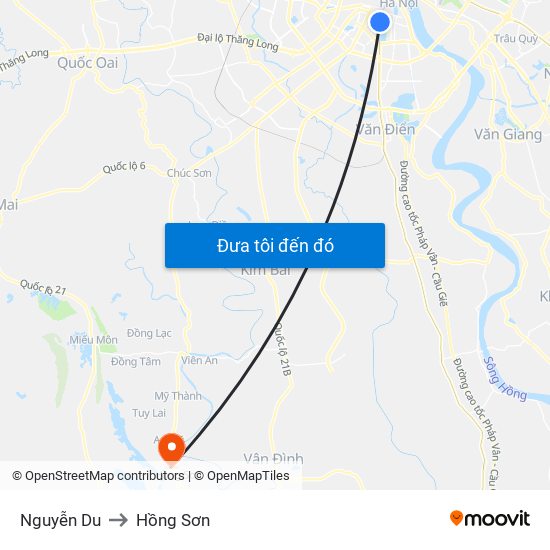 Nguyễn Du to Hồng Sơn map