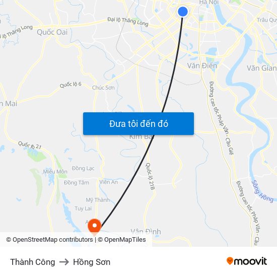 Thành Công to Hồng Sơn map