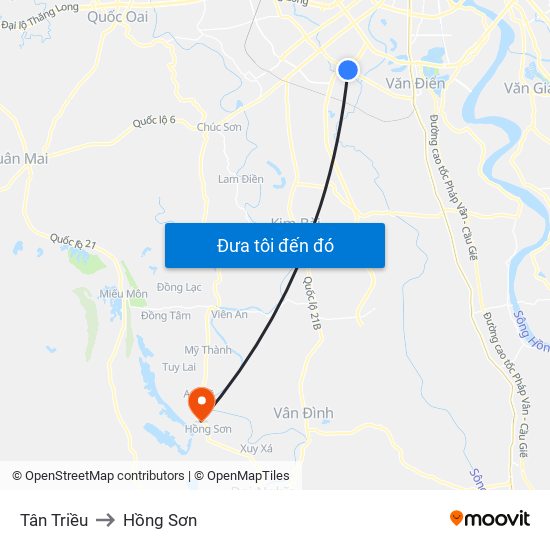Tân Triều to Hồng Sơn map