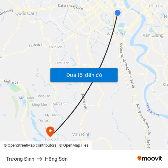 Trương Định to Hồng Sơn map