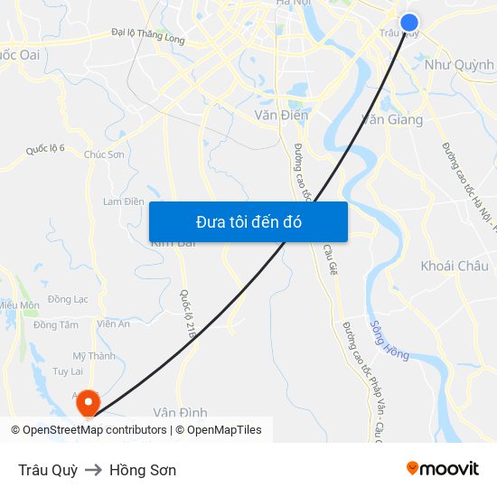 Trâu Quỳ to Hồng Sơn map