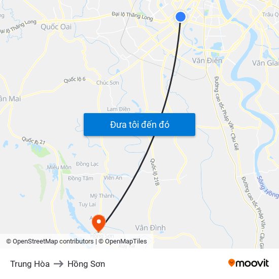 Trung Hòa to Hồng Sơn map