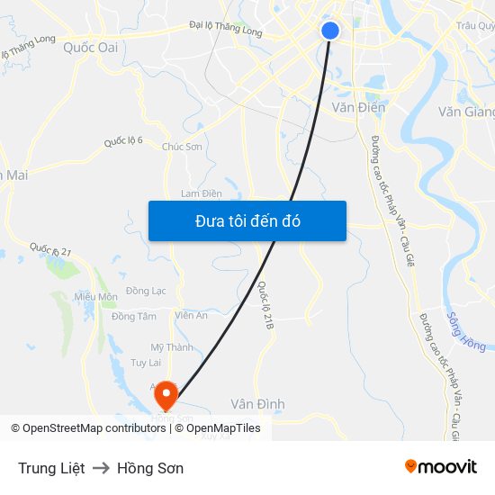 Trung Liệt to Hồng Sơn map