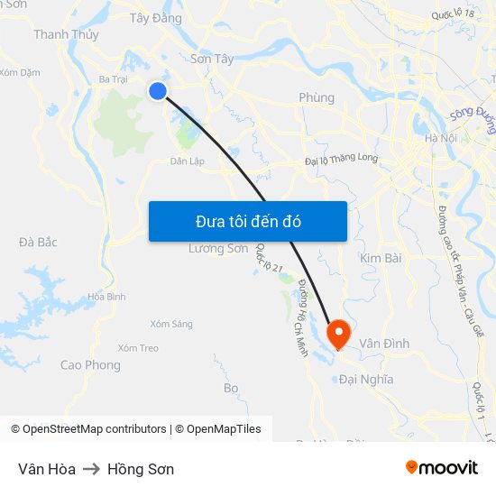 Vân Hòa to Hồng Sơn map
