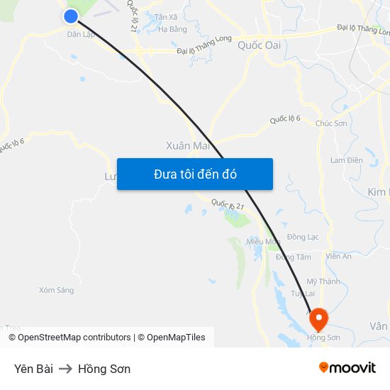 Yên Bài to Hồng Sơn map