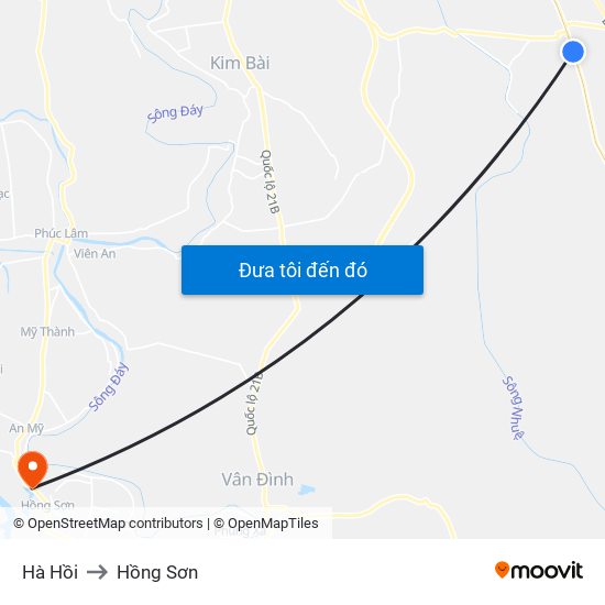 Hà Hồi to Hồng Sơn map