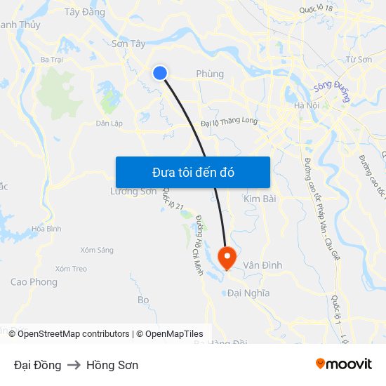 Đại Đồng to Hồng Sơn map