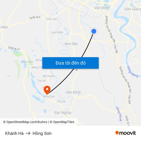 Khánh Hà to Hồng Sơn map