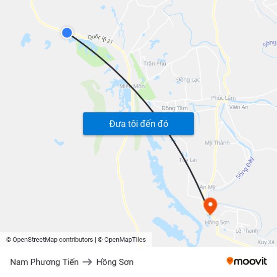 Nam Phương Tiến to Hồng Sơn map